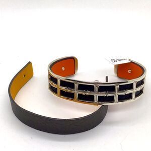 Brighton Christo Rome Cuff Bracelet withh Leather Inserts